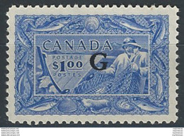 1951 Canada  $1 Fisherman Overprinted "G" MNH SG N. O192 - Andere & Zonder Classificatie