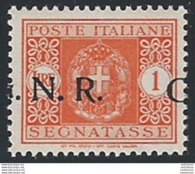 1944 Repubblica Sociale Segnatasse Lire 1 G.N.R. Verona Var MNH Sassone N. 55d - Andere & Zonder Classificatie