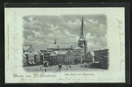 Mondschein-AK Mönchengladbach, Alter Markt Mit Pfarrkirche  - Moenchengladbach
