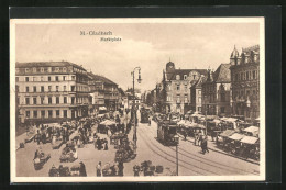 AK Mönchengladbach, Marktplatz, Strassenbahn  - Strassenbahnen