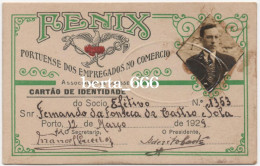 FENIX Associação Portuense Dos Empregados No Comércio * Cartão De Identidade De Sócio * 1929 - Mitgliedskarten