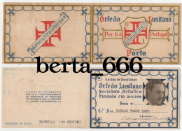 Porto * Orfeão Lusitano * Por Ti ó Portugal * Carta E Cartão De Identidade Sócio De Mérito * 1933 - Tarjetas De Membresía