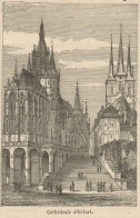 Germany - Erfurt - View Of The Cathedral - Stampa Antica - 1892 Engraving - Stiche & Gravuren