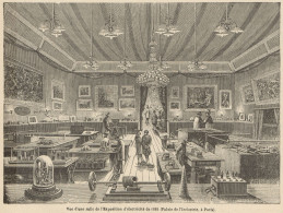 Paris - Vue D'une Salle De Esposition électricité - Stampa_1892 Engraving - Estampes & Gravures