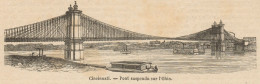 Ohio - Cincinnati - View Of The Bridge - Stampa Antica - 1892 Engraving - Estampes & Gravures