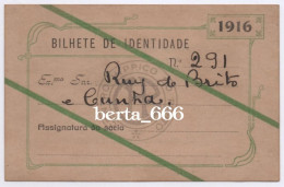 Centro Hípico Do Porto * Cartão De Identidade Do Sócio Ruy De Brito E Cunha * 1916 - Membership Cards