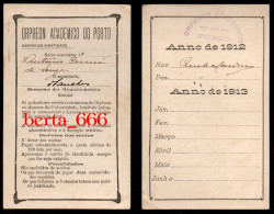 Bilhete De Identidade De Sócio * Orfeão Académico Do Porto * 1912 - Cartes De Membre