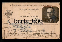 Cartão De Identidade De Motorista * Camara Municipal Do Porto * 1948 - Historische Dokumente