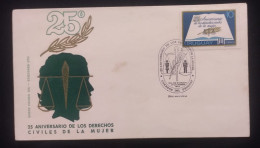 D)1972, URUGUAY, FIRST DAY COVER, ISSUE, 25TH ANNIVERSARY OF THE CIVIL RIGHTS OF WOMEN, FDC - Uruguay