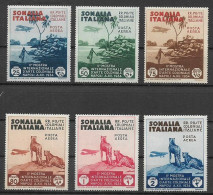 COLONIE ITALIANE  SOMALIA 1934 POSTA AEREA  2°MOSTRA COLONIALE A NAPOLI  SASS.  1-6 MLH VF - Somalia