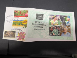 29-4-2023 (3 Z 22) Australia (on Paper) Perth National Stamp Exhibition Mini-sshet (Queen Elizabeth) + Many Others - Blocchi & Foglietti
