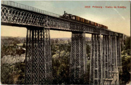 Fribourg - Pont Grand Fey Mit Eisenbahn - Fribourg