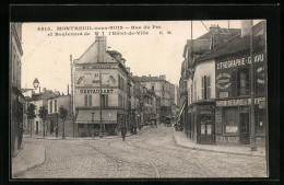 CPA Montreuil-sous-Bois, Rue Du Pré Et Boulevard De L'Hotel-de-Ville  - Montreuil