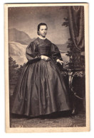 Fotografie A. Tannhof, Lübeck, Portrait Junge Dame Im Reifrock Kleid Stehend Am Sekretär  - Anonymous Persons