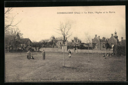 CPA Corbeilcerf, La Place, L'Eglise Et La Mairie  - Autres & Non Classés