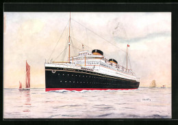 Künstler-AK Passagierschiff MS Britannic Der White Star Line Bei Der Hafeneinfahrt  - Piroscafi