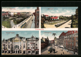 AK Chemnitz, Rosenplatz, Rosarium, Centraltheater, Johannisplatz  - Théâtre