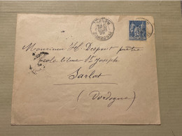 EB062a - Enveloppe Expédiée De THENON Pour SARLAT - 1899 - Type Sage - Dordogne - Sonstige & Ohne Zuordnung