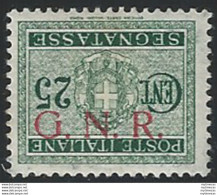 1943 Repubblica Sociale 25c. Segnatasse G.N.R. Brescia I Var MNH Sassone N. 50/I - Sonstige & Ohne Zuordnung