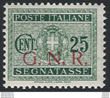 1943 Repubblica Sociale Segnatasse 25c. G.N.R. Brescia I Var MNH Sassone N. 50/I - Andere & Zonder Classificatie