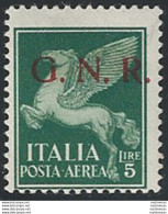 1944 RSI Lire 5 Verde GNR VR Varietà MNH Sass. N. 123c - Altri & Non Classificati