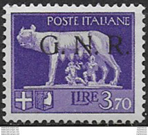 1943 Repubblica Sociale Lire 3,70 G.N.R. Brescia I MNH Sassone N 484/I - Autres & Non Classés