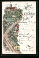 Lithographie Dresden-Weisser Hirsch, Hotel & Restaurant Luisenhof Und Bergbahn  - Dresden