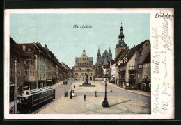 AK Eisleben, Marktplatz Mit Strassenbahn  - Tramways