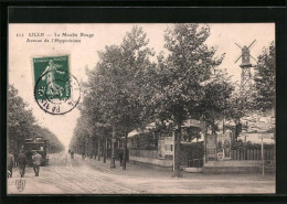 AK Lille, Le Moulin Rouge, Avenue De L`Hippodrome, Strassenbahn  - Strassenbahnen