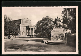 AK Darmstadt, Hessisches Landestheater Mit Denkmal D. Reg. 115  - Theatre