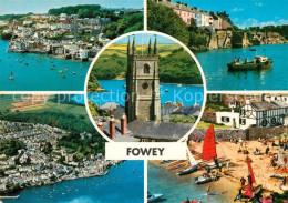 73607253 Fowey Panorama Strand Kirchturm Fowey - Sonstige & Ohne Zuordnung