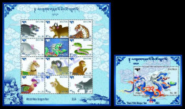 BHUTAN 2024 YEAR OF THE DRAGON LUNAR NEW YEAR SET OF 2 MINIATURE SHEET MS MNH - Bhutan