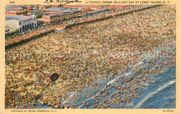 73588802 Coney Island New York A Typical Crowd On A Hot Day Beach Bird S Eye Vie - Autres & Non Classés