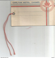 TD / ETIQUETTE ANCIENNE Valise HOTEL CARLTON CANNES - Hotel Labels