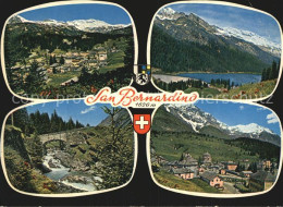 12467218 San Bernardino GR Gesamtansicht Mit Alpenpanorama See Bergbach Bruecke  - Autres & Non Classés