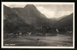 AK Maraak, Ortspanorama Mit Bergen Und Wasserfall  - Norvegia