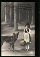 Künstler-AK Rotkäppchen Mit Korb Und Wolf Im Wald  - Fairy Tales, Popular Stories & Legends