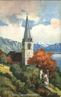 12459332 Montreux VD Kirche Dent Du Midi Kuenstlerkarte Montreux - Andere & Zonder Classificatie