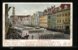 AK Augsburg, Obere Maximilianstrasse, Parade Am Geburtstag Des Prinzregenten Von Bayern  - Augsburg