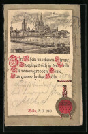 Lithographie Köln A. Rh., Totalansicht Mit Blick Zum Dom Von Der Rheinseite  - Köln