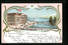 Lithographie Genéve, Grand Hotel Des Bergues Genéve  - Andere & Zonder Classificatie