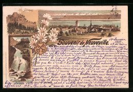 Lithographie Neuveville, Schlossberg, La Cascade, Panorama  - Andere & Zonder Classificatie