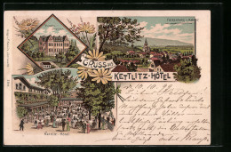 Lithographie Falkenberg I. M., Kettlitz-Hotel Und Victoria-Institut  - Falkenberg