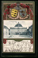 Passepartout-Lithographie Ludwigsburg, Schloss Mit Wappen  - Other & Unclassified