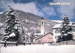 12456861 Samedan Dorfpartie Mit Kirche Samedan  - Autres & Non Classés