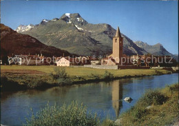 12456198 Sils Baselgia Mit Kirche Und Piz La Margna Sils/Segl Baselgia - Sonstige & Ohne Zuordnung