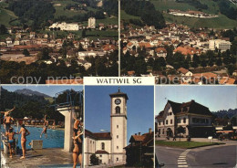 12456094 Wattwil Stadtblick Schwimmbad Kirche Strassenpartie Wattwil - Sonstige & Ohne Zuordnung