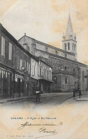 32)  NOGARO - L' Eglise Et Rue Nationale - Nogaro