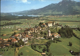 12443182 Gruyeres FR Auf Fond Broc Et Lac De La Gruyere Gruyeres - Sonstige & Ohne Zuordnung