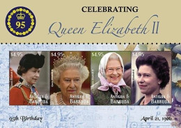 Antigua & Barbuda 2021 - Queen Elizabeth II, 95th Birthday, Army, Glass, Crown, Young , Sheet Of 4v, MS Sheet MNH (**) - Antigua E Barbuda (1981-...)